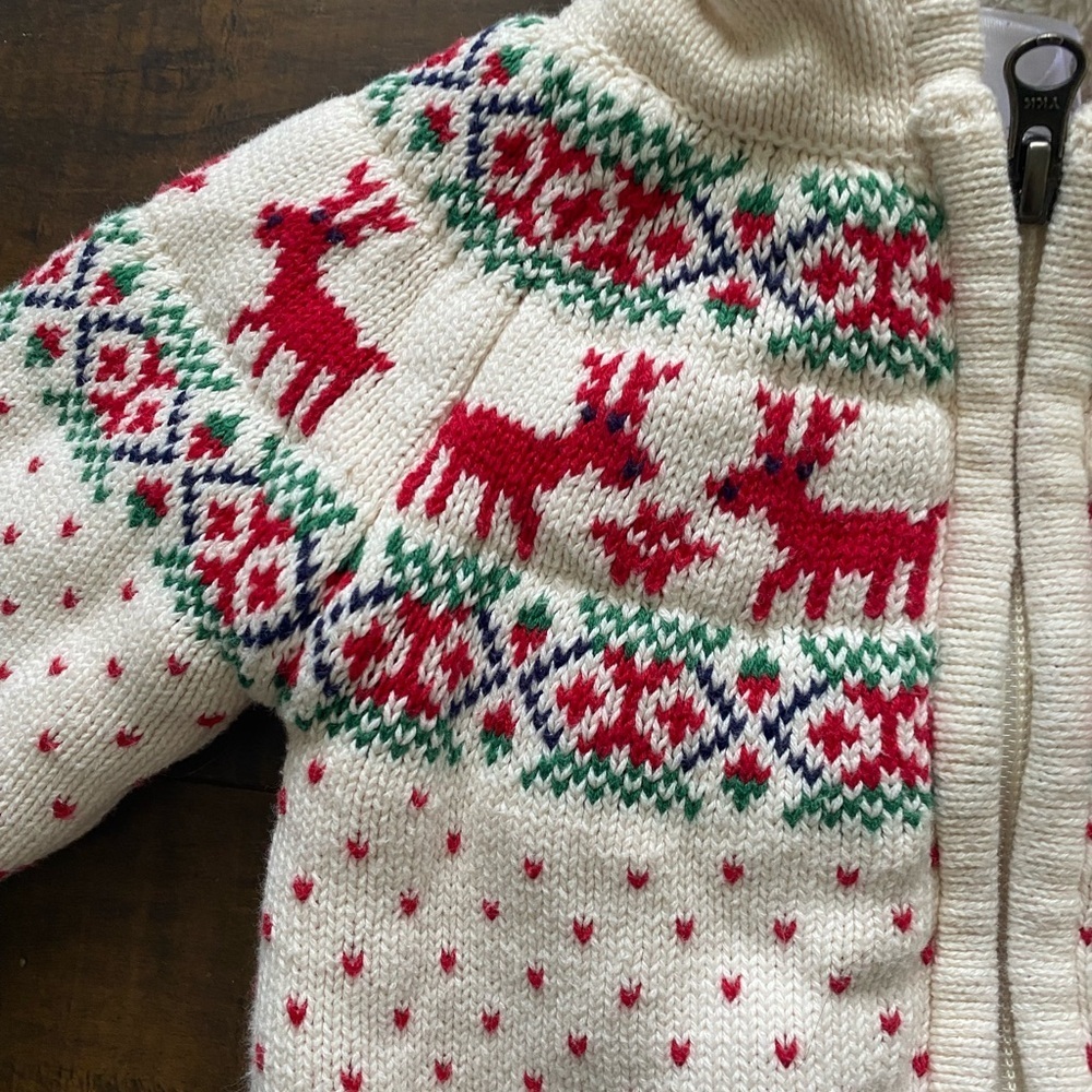 Hanna Anderson Holiday Christmas Hooded lined Jacket Fair Isle - Picture 9 of 9